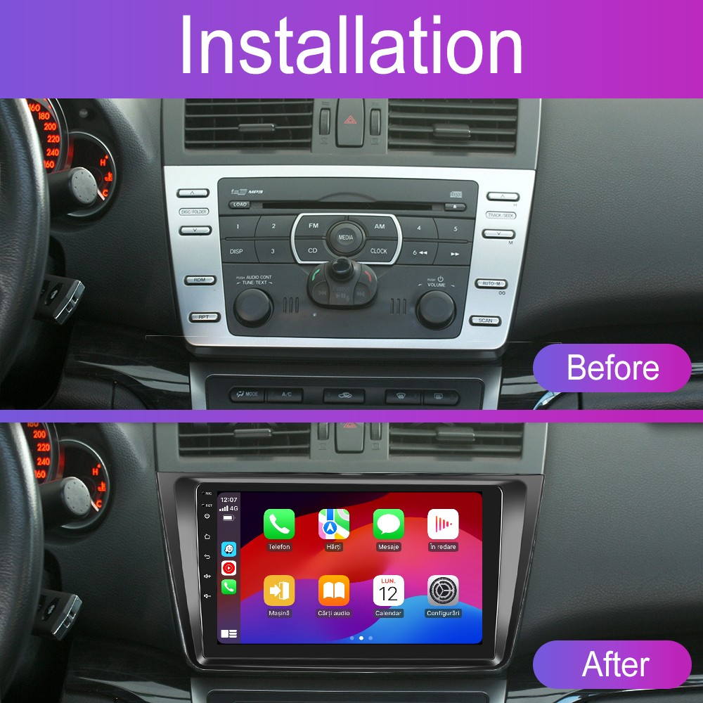 Navigatie Mazda 6 (2007-2012), cu Android 12, 4GB 64GB, SIM 4G, CarPlay si Android Auto, DSP, wifi, ecran 9 inch [8]