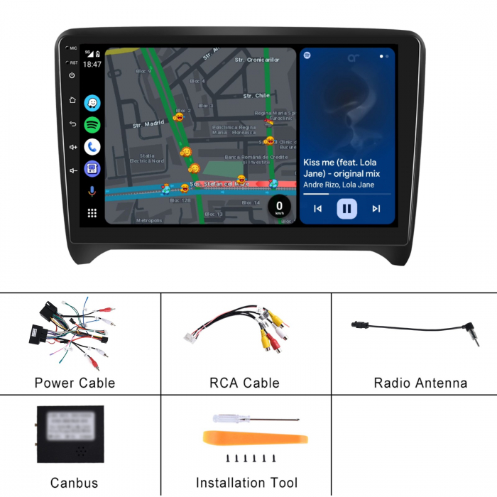 Navigatie Audi TT (2008-2014), Android 12, 2GB RAM 32GB, DSP, Carplay si Android auto, ecran 9 inch [6]