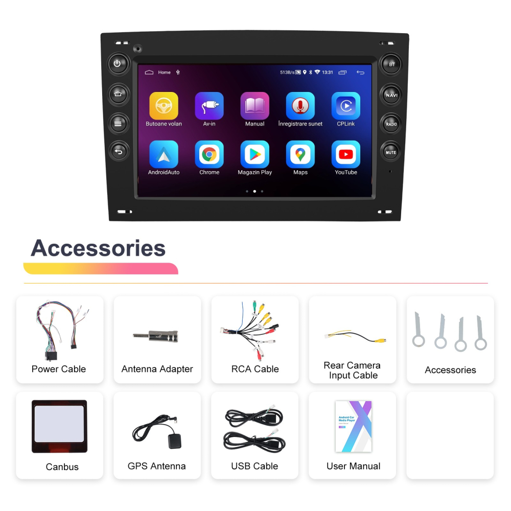 Navigație Renault Megane II (2002-2009) cu Android, 2GB RAM 32GB ROM, DSP, ecran 7 inch, Carplay si Android Auto [9]