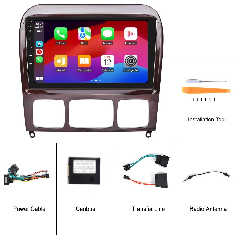 Navigatie Mercedes Benz, S (1999-2007) cu Android, 4GB RAM 64GB ROM, cu SLOT SIM 4G, DSP, ecran 9 Inch, Carplay si Android Auto [12]