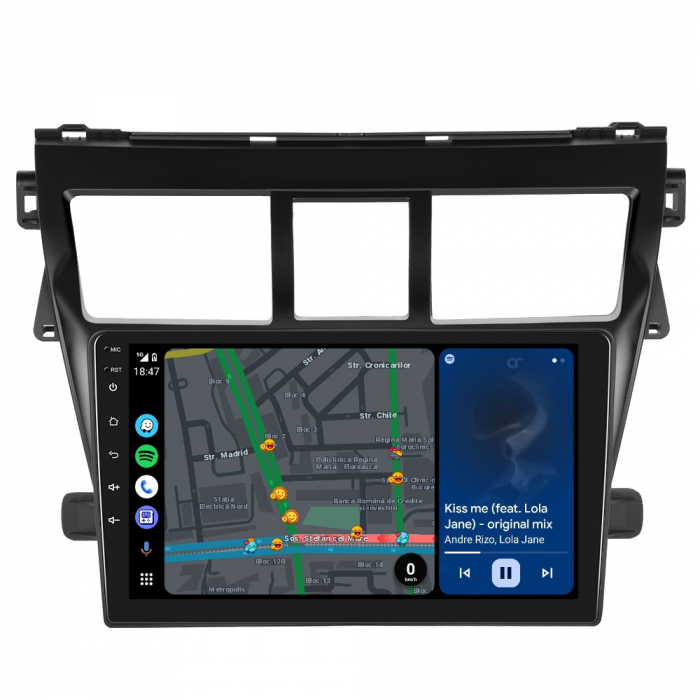 Navigatie Toyota Vios Yaris (2007-2012), Android 12, 8GB RAM 128GB,SLOT SIM 4G, DSP, Carplay si Android auto, ecran 9 inch [7]