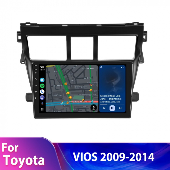 Navigatie Toyota Vios Yaris (2007-2012), Android 12, 8GB RAM 128GB,SLOT SIM 4G, DSP, Carplay si Android auto, ecran 9 inch [3]
