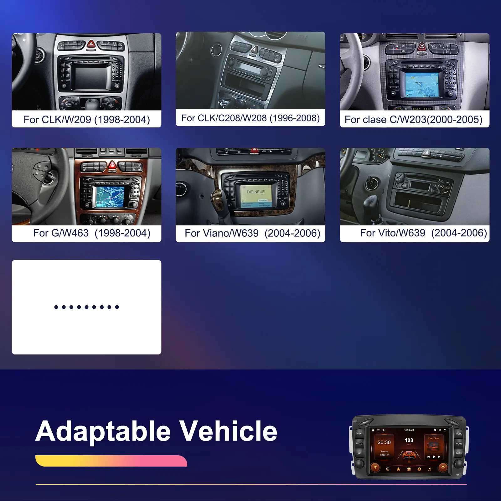 Navigatie Mercedes-Benz W203/W209/W210, Android 13, 2GB 64GB, CarPlay si Android Auto wifi, ecran 7 inch [3]