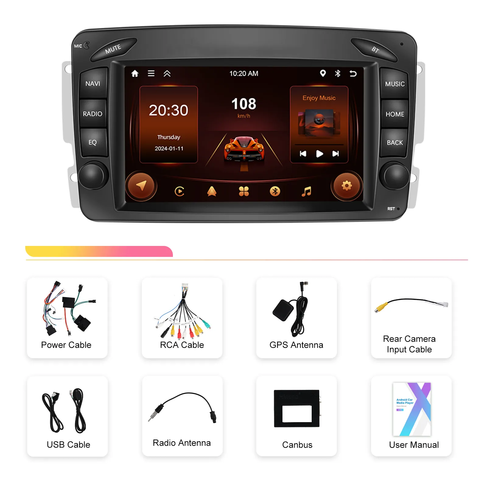 Navigatie Mercedes-Benz W203/W209/W210, Android 13, 2GB 64GB, CarPlay si Android Auto wifi, ecran 7 inch [13]