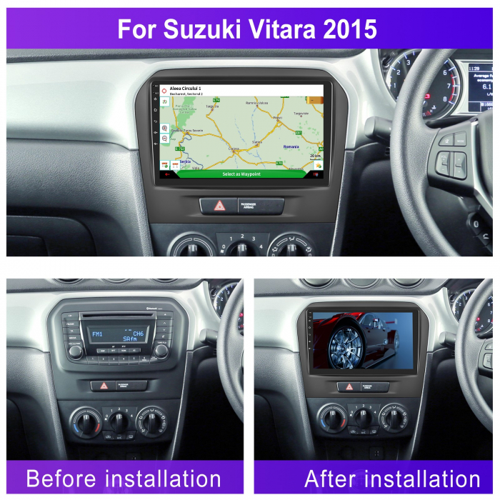 Navigatie Suzuki Vitara 4 (2014-2018), Android 12, 4GB RAM 64GB, SLOT SIM 4G, DSP, Carplay si Android auto, ecran 9 inch [2]