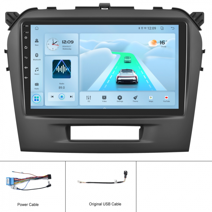 Navigatie Suzuki Vitara 4 (2014-2018), Android 12, 4GB RAM 64GB, SLOT SIM 4G, DSP, Carplay si Android auto, ecran 9 inch [8]