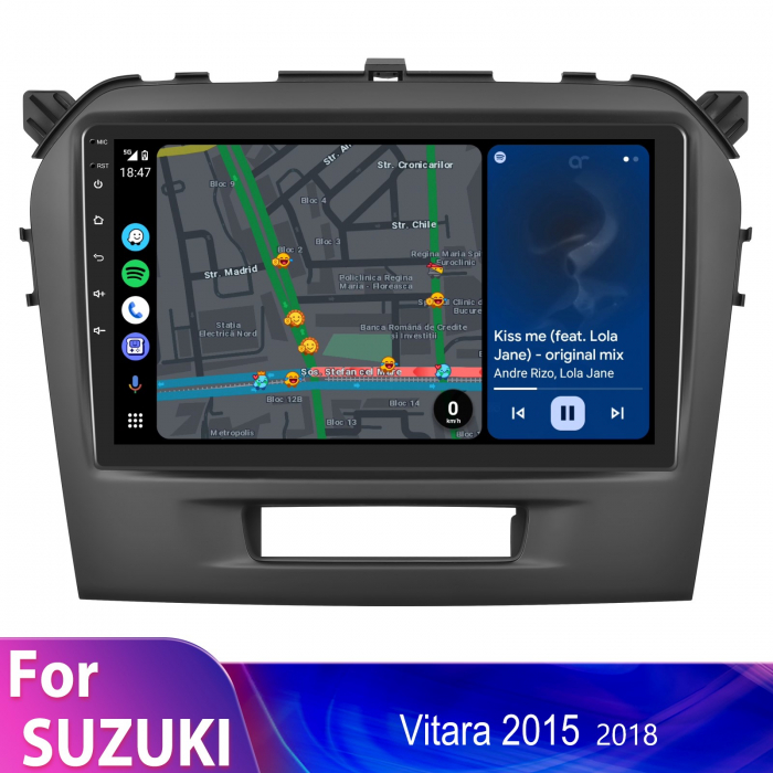 Navigatie Suzuki Vitara 4 (2014-2018), Android 12, 8GB RAM 128GB, SLOT SIM 4G, DSP, Carplay si Android auto, ecran 9 inch [3]