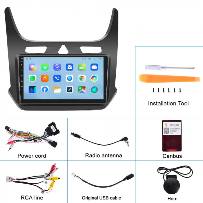 Navigatie Chevrolet Cobalt (2011-2018), Android 12, 4GB RAM 64GB, SIM 4G, DSP, Carplay si Android auto, ecran 9 inch [7]