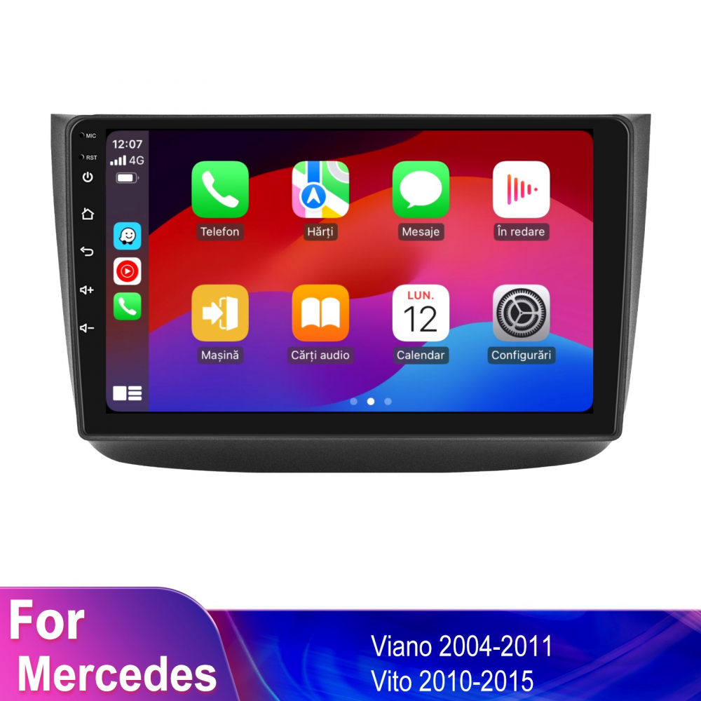 Navigatie Mercedes Viano (2004-2011), Vito (2010-2015), cu Android, 4GB RAM 64GB ROM, cu SLOT SIM 4G, DSP, ecran 10,1 Inch, Carplay si Android Auto [11]