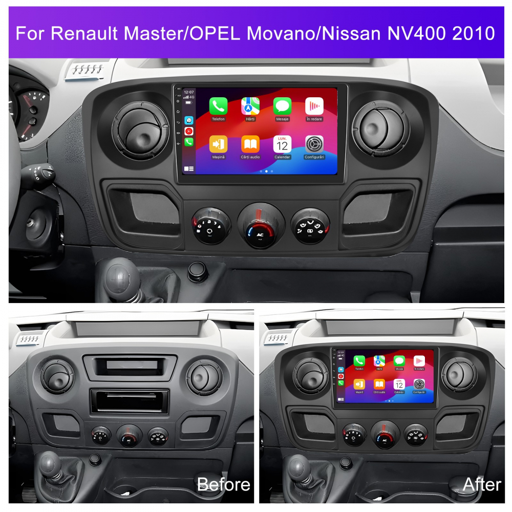 Navigatie Renault Master, Opel Movano, Nissan NV400 2010 cu Android, 8GB RAM 128GB ROM, cu SLOT SIM 4G, DSP, ecran 10,1 Inch, Carplay si Android Auto [4]
