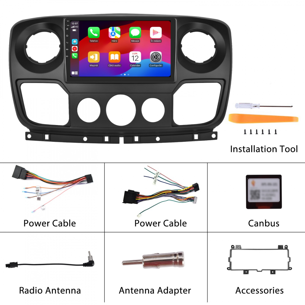 Navigatie Renault Master, Opel Movano, Nissan NV400 2010 cu Android, 8GB RAM 128GB ROM, cu SLOT SIM 4G, DSP, ecran 10,1 Inch, Carplay si Android Auto [13]