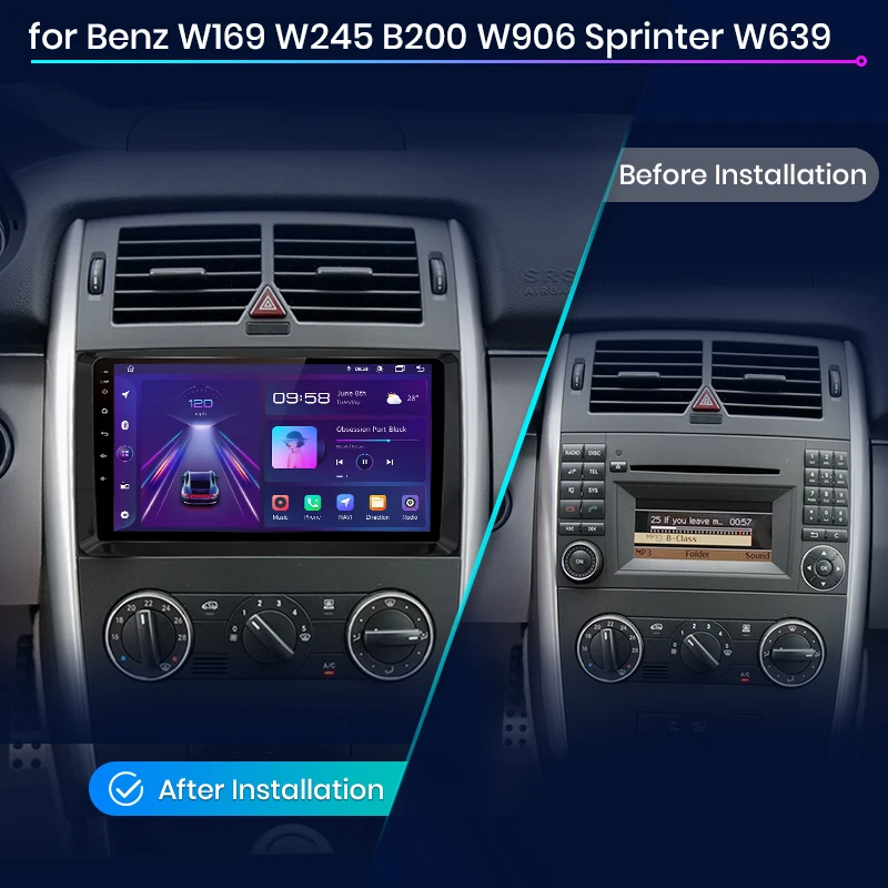 Navigatie Mercedes Vito Sprinter Viano A B Class Volkswagen Crafter, Android 12, 4GB RAM 64GB ROM,SIM 4 G, DSP, CarPlay si Android Auto, ecran 9 Inch [3]