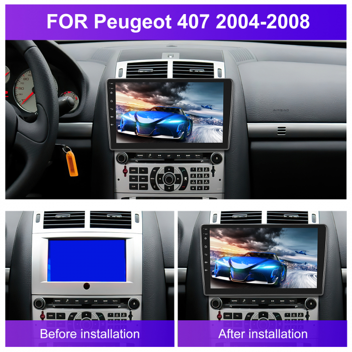 Navigatie Peugeot 407 (2004-2008), Android 12, 4GB RAM 64GB, SLOT SIM 4G, DSP, Carplay si Android auto, ecran 9 inch [7]