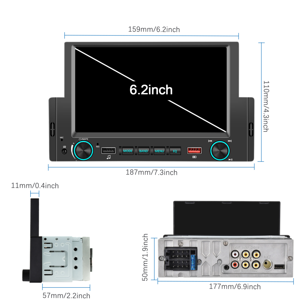 Navigatie MP5 Player Auto 1DIN Universal, CarPlay si Android Auto, Bluetooth, 2X USB frontal si Slot Card Micro SD, RCA Subwoofer, ecran 7 Inch [2]