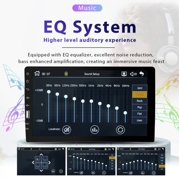 Navigatie MP5 Player Auto 1DIN Universal, CarPlay si Android Auto, Bluetooth, USB frontal, RCA Subwoofer, ecran 9 Inch [12]