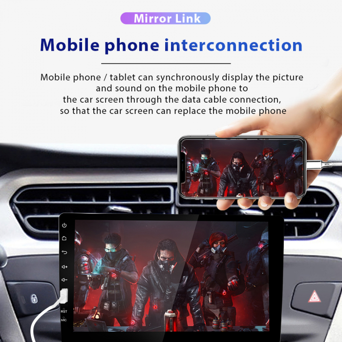 Navigatie MP5 Player Auto 1DIN Universal, CarPlay si Android Auto, Bluetooth, USB frontal, RCA Subwoofer, ecran 9 Inch [9]