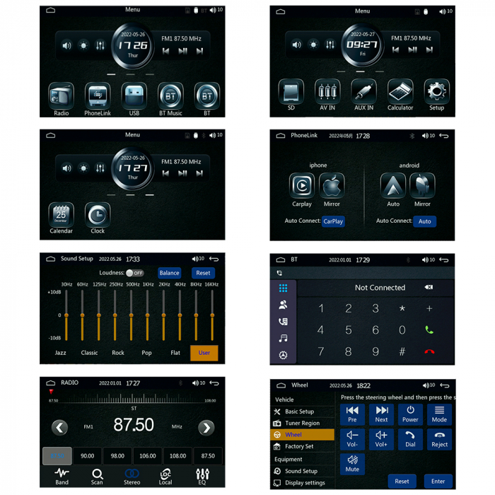 Navigatie MP5 Player Auto 1DIN Universal, CarPlay si Android Auto, Bluetooth, USB frontal, RCA Subwoofer, ecran 7 Inch [8]