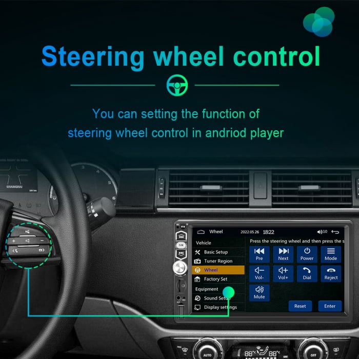 Navigatie MP5 Player Auto 1DIN Universal, CarPlay si Android Auto, Bluetooth, USB frontal, RCA Subwoofer, ecran 7 Inch [16]
