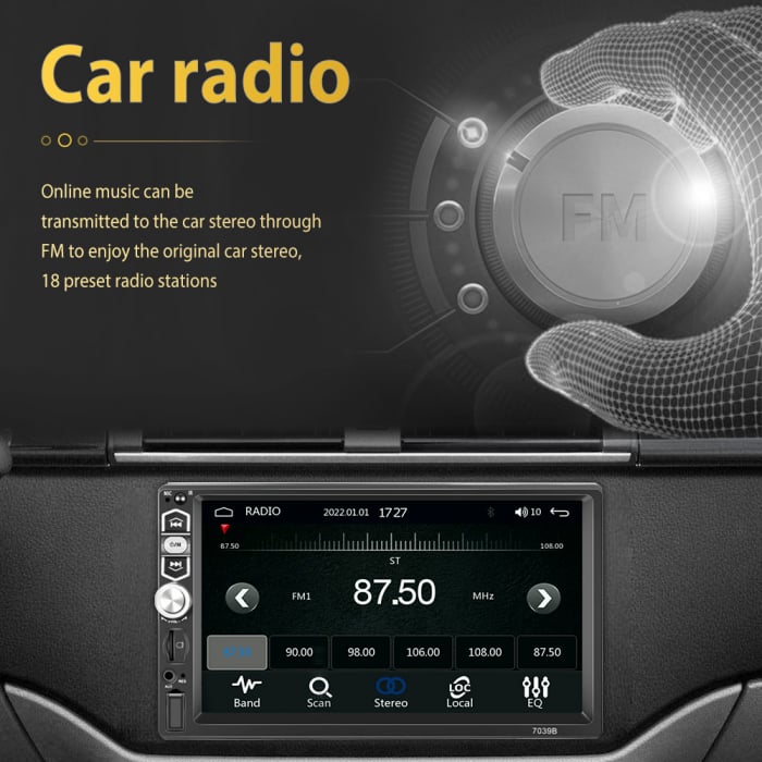 Navigatie MP5 Player Auto 1DIN Universal, CarPlay si Android Auto, Bluetooth, USB frontal, RCA Subwoofer, ecran 7 Inch [11]