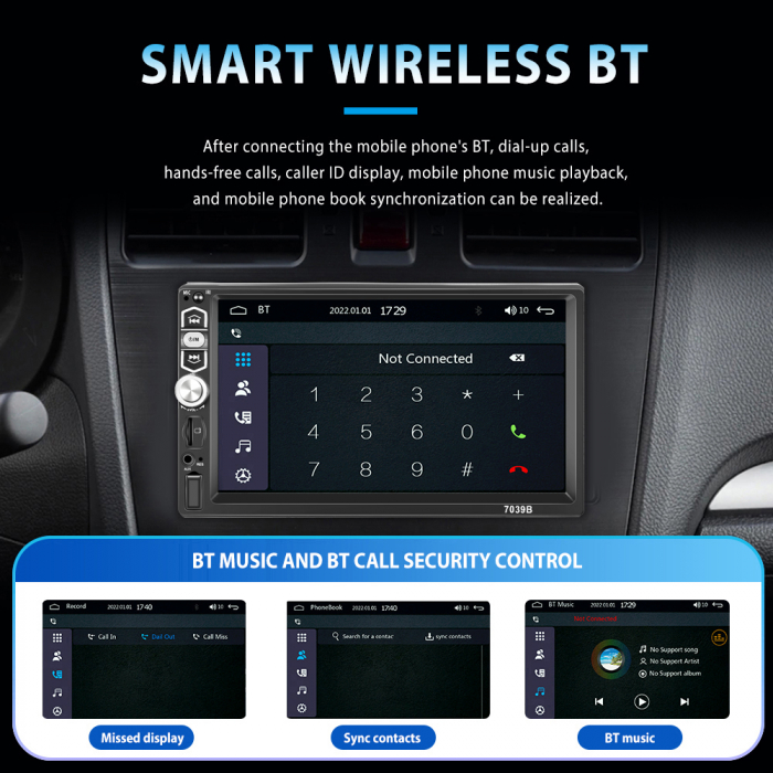 Navigatie MP5 Player Auto 1DIN Universal, CarPlay si Android Auto, Bluetooth, USB frontal, RCA Subwoofer, ecran 7 Inch [18]