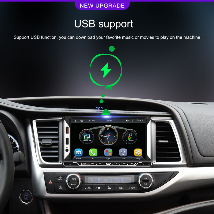 Navigatie MP5 Player Auto 2DIN Universal, cu Carplay si Android Auto Wireless, Bluetooth, USB. 4x60W, ecran tactil 7 inch [21]