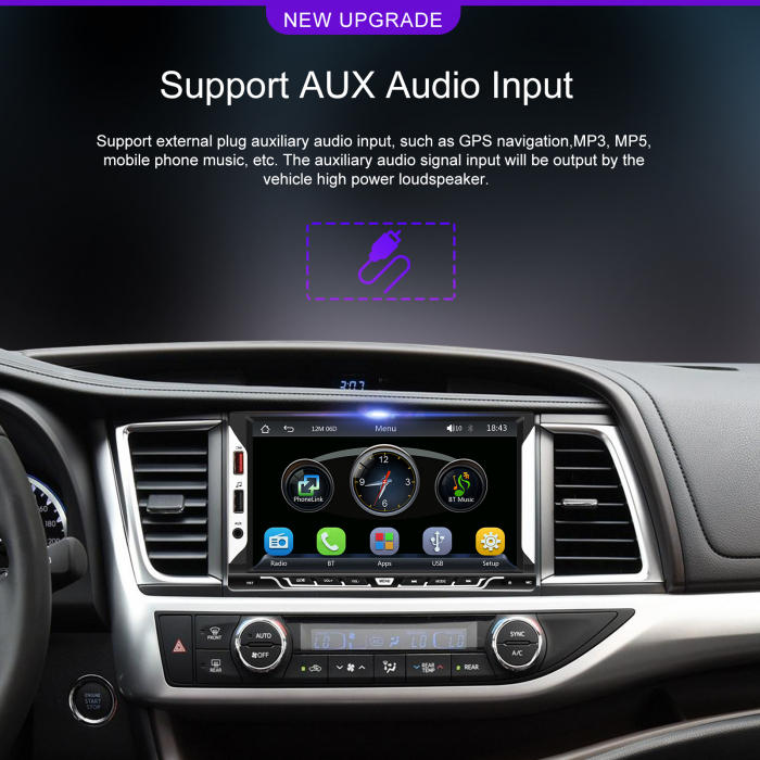 Navigatie MP5 Player Auto 2DIN Universal, cu Carplay si Android Auto Wireless, Bluetooth, USB. 4x60W, ecran tactil 7 inch [11]
