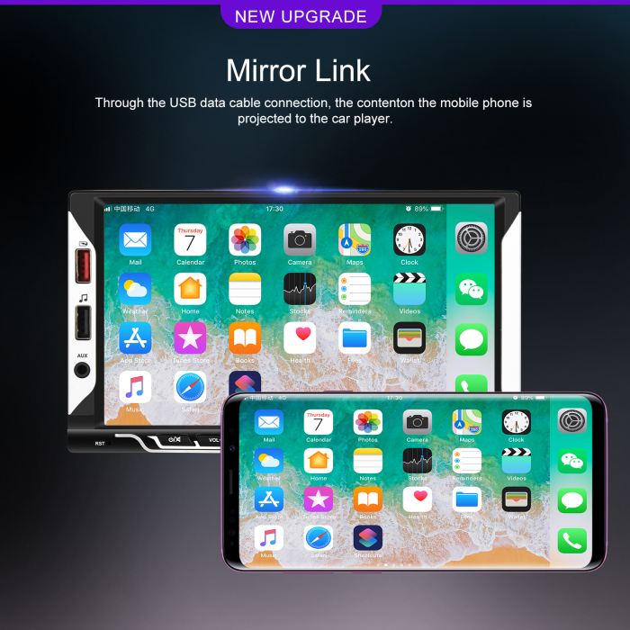 Navigatie MP5 Player Auto 2DIN Universal, cu Carplay si Android Auto Wireless, Bluetooth, USB. 4x60W, ecran tactil 7 inch [22]