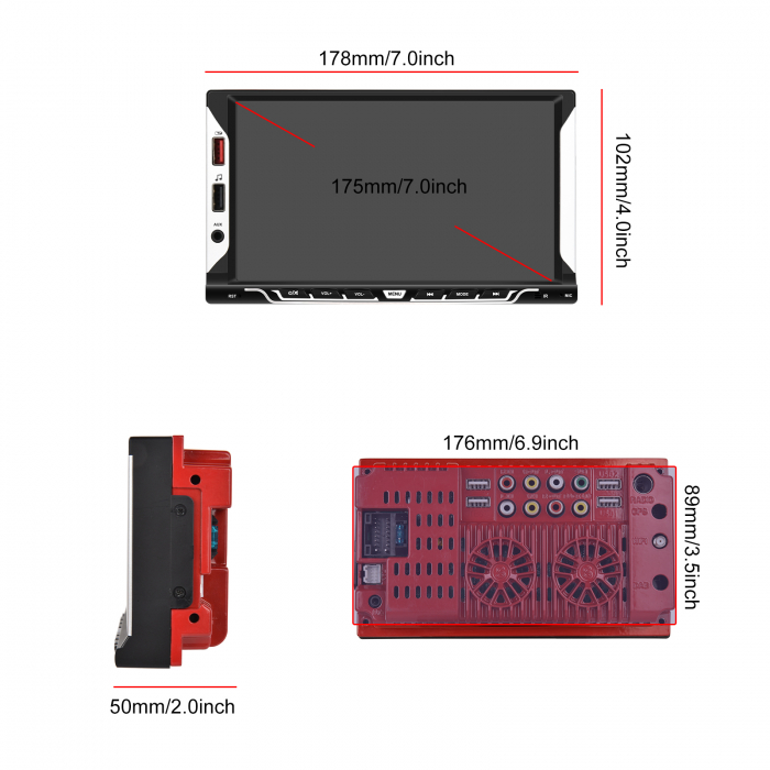 Navigatie MP5 Player Auto 2DIN Universal, cu Carplay si Android Auto Wireless, Bluetooth, USB. 4x60W, ecran tactil 7 inch [8]