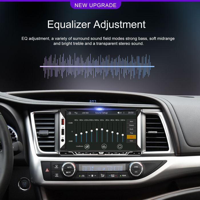 Navigatie MP5 Player Auto 2DIN Universal, cu Carplay si Android Auto Wireless, Bluetooth, USB. 4x60W, ecran tactil 7 inch [10]