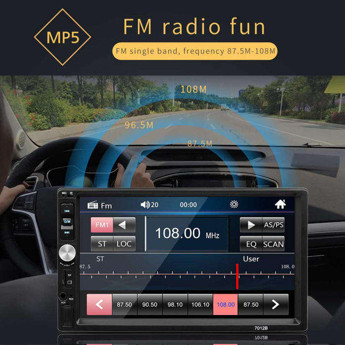 Navigatie MP5 Player Auto, MirrorLink, 2DIN Bluetooth, AUX, USB, Card SD [10]