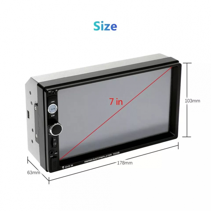 Navigatie MP5 Player Auto, MirrorLink, 2DIN Bluetooth, AUX, USB, Card SD [2]