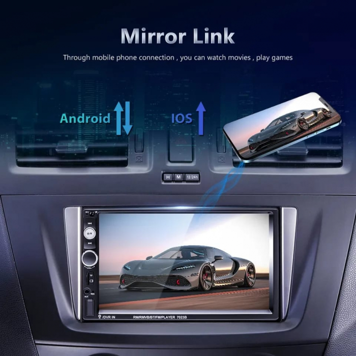 Navigatie MP5 Player Auto, MirrorLink, 2DIN Bluetooth, AUX, USB, Card SD [6]