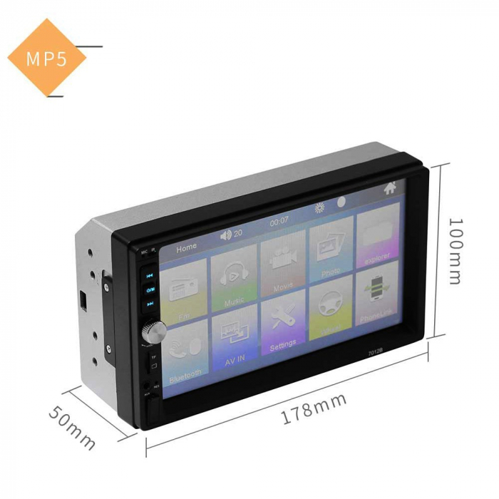 Navigatie MP5 Player Auto, MirrorLink, 2DIN Bluetooth, AUX, USB, Card SD [15]