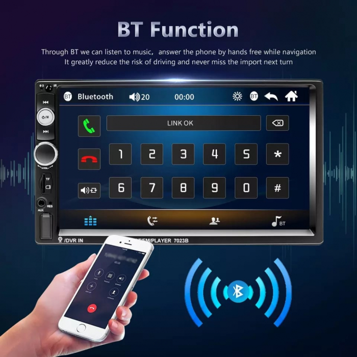 *PROMO* Set MP5 Player Auto, MirrorLink, 2DIN Bluetooth, AUX, USB, Card SD+Camera marsarier+Rama [8]