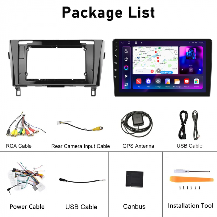 Navigatie Nissan Qashqai J11 (2013-2017), Android 12, 8GB 128GB, SIM 4G, DSP, CarPlay si Android Auto Wi-fi, Youtube, Waze, ecran HD 10.1 Inch [7]