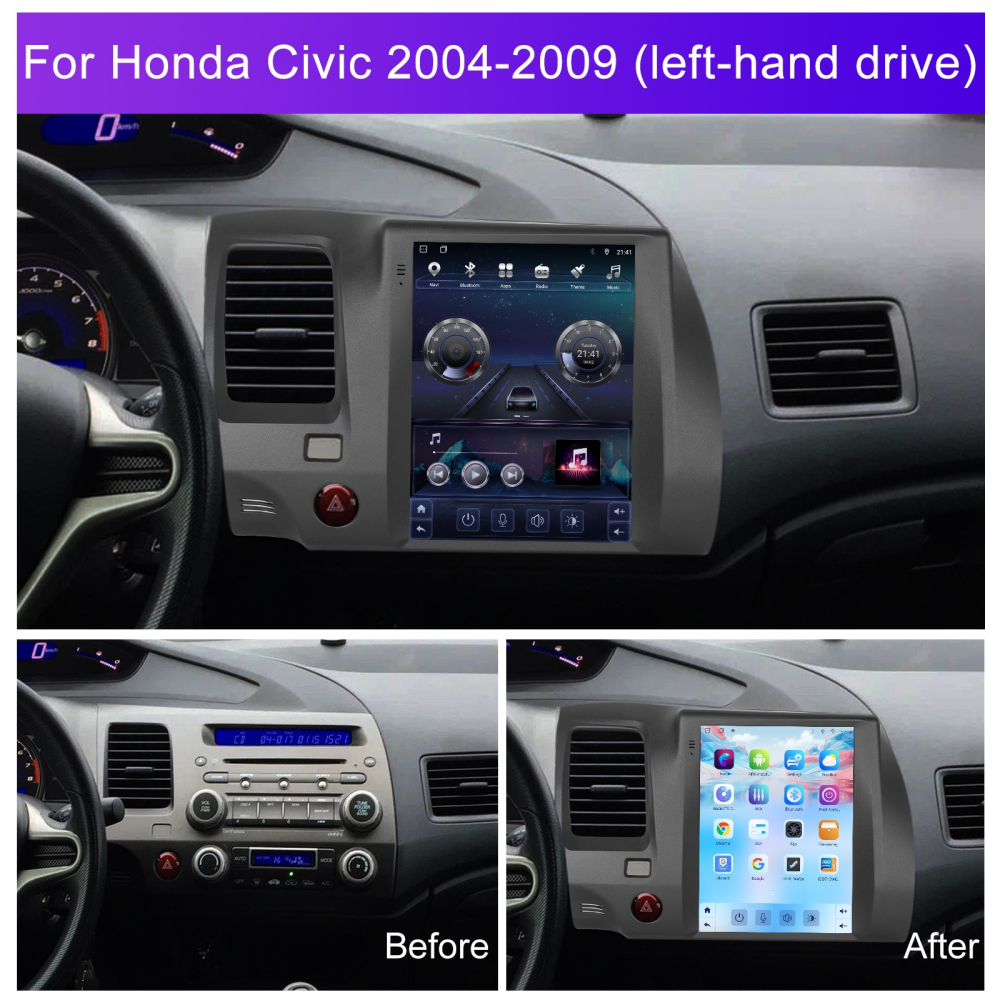 Navigatie Honda Civic (2004-2009) Tip Tesla, Android 12, 2GB RAM 32GB, DSP, CarPlay si Android Auto, ecran 9,7 inch [2]