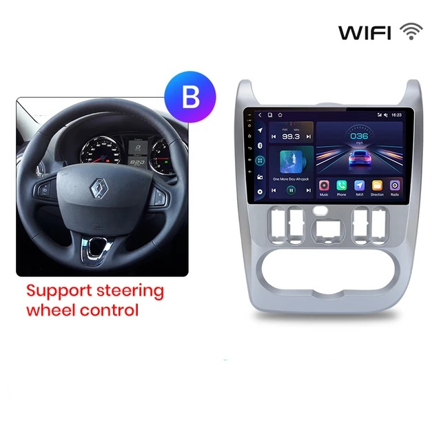 Navigatie Dacia Logan 1 (2008-2013) Android 12, 4GB RAM 64GB ROM, SIM 4G, CarPlay si Android Auto, DSP ecran 9 inch [8]