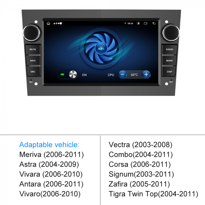 Navigație Opel Astra, Vectra, Antara, Corsa, Zafira (2005-2011), Android 12, 4GB RAM, 64GB ROM, Slot SIM 4G, CarPlay, Android Auto, DSP, ecran 7 inch, conectivitate, integrare smartphone, calitate audio superioară. [2]