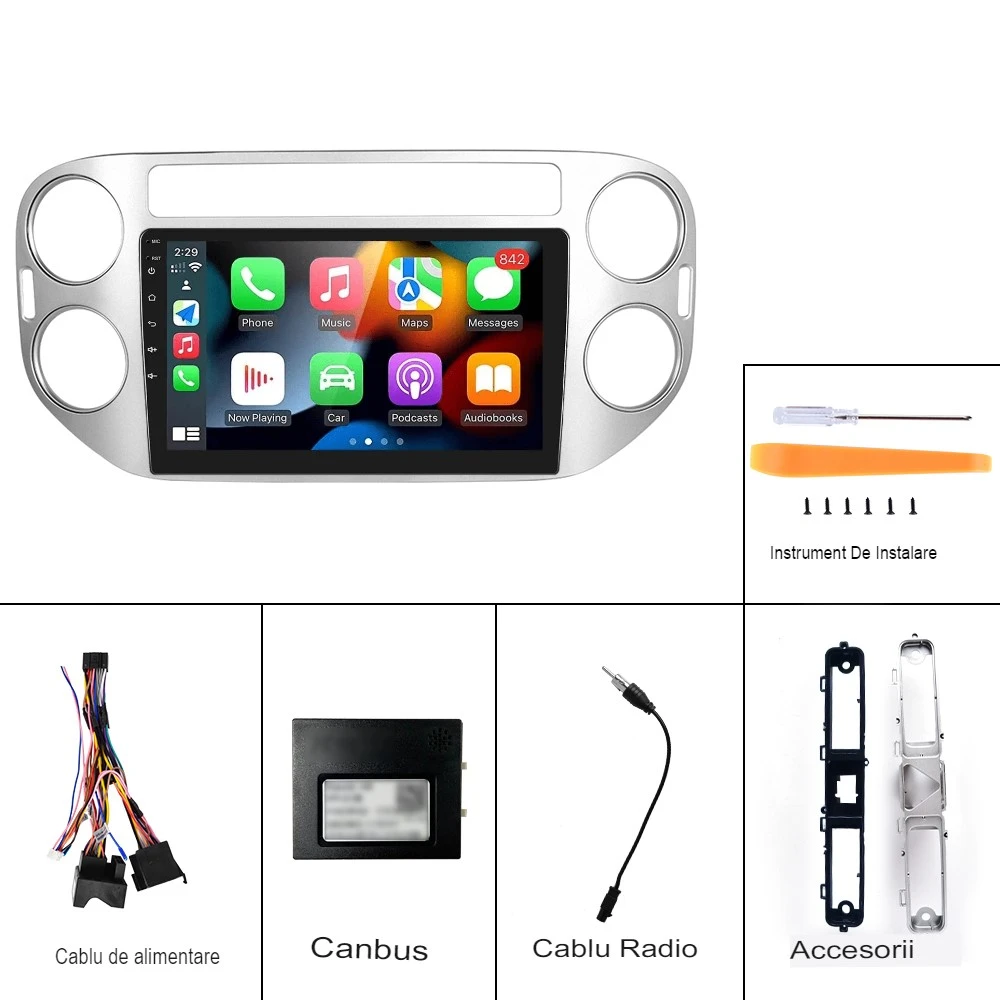 Navigatie Tiguan (2010-2015) cu Android 13, 8GB RAM 128GB ROM, DSP, SIM 4G, Carplay si Android Auto, ecran 9 inch [9]