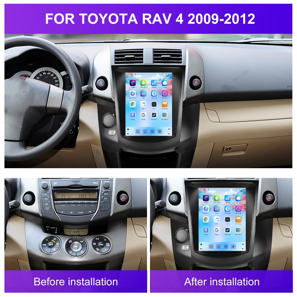 Navigatie Toyota RAV 4 (2009-2012)  Tip Tesla, Android 12, 2GB RAM 32GB, DSP, CarPlay si Android Auto, ecran 9,7 inch [2]