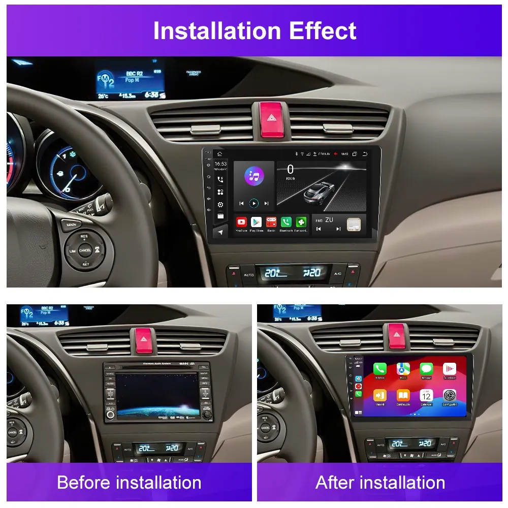 Navigatie Honda Civic (2012-2017), Android 12, 2GB RAM 32GB, DSP, Carplay si Android auto, ecran 9 inch [2]