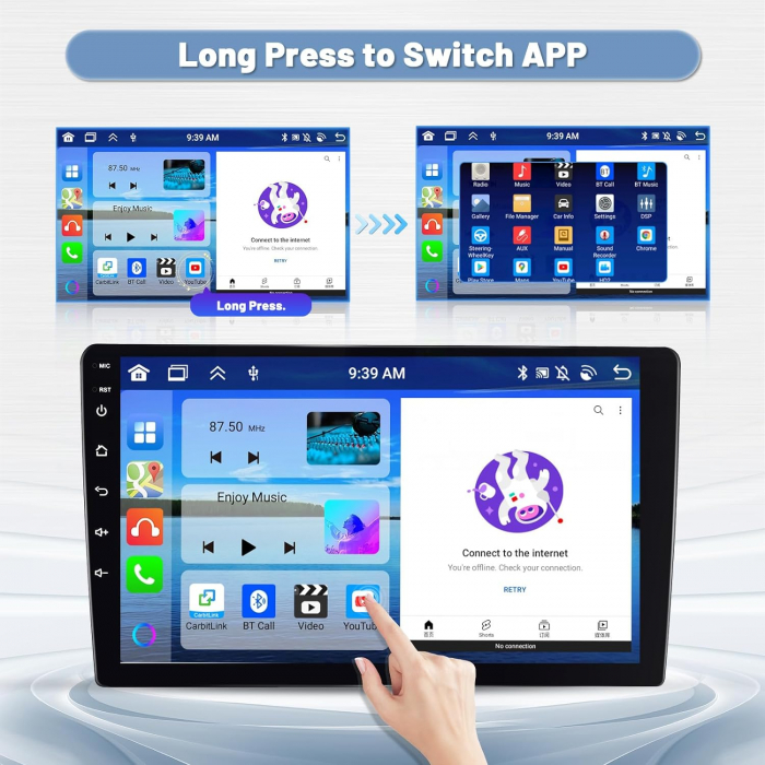 Navigatie Passat B6|B7|CC cu Android 2GB RAM 32GB ROM, Android 13, CarPlay si Android Auto Wi-fi, Youtube, Waze, ecran HD 10.1 Inch [6]