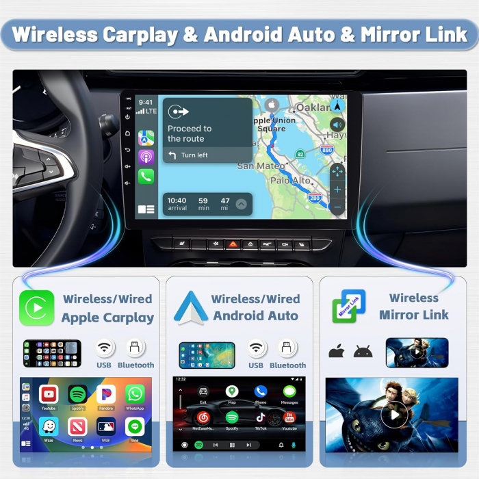 Navigatie Passat B6|B7|CC cu Android 2GB RAM 32GB ROM, Android 13, CarPlay si Android Auto Wi-fi, Youtube, Waze, ecran HD 10.1 Inch [7]