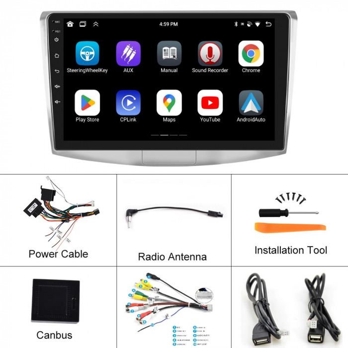 Navigatie Passat B6|B7|CC cu Android 13, 4GB RAM 64GB ROM, DSP, cu CarPlay si Android Auto Wi-fi, Youtube, Waze, ecran FHD 10.1 Inch [20]