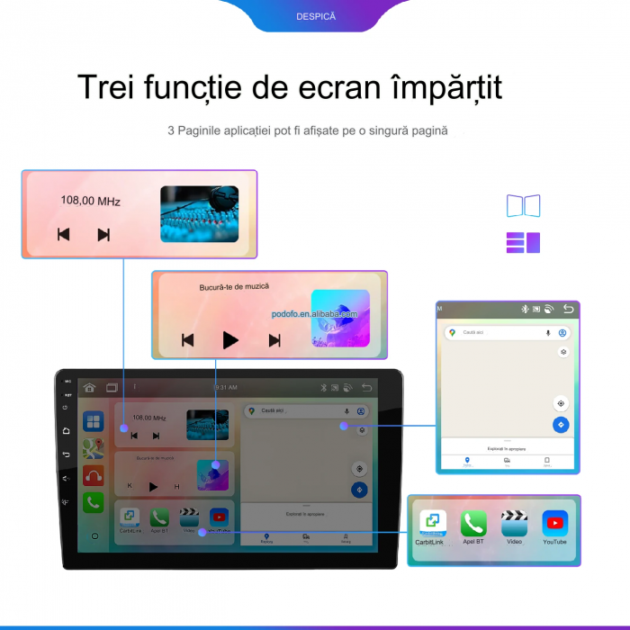 Navigatie Passat B6|B7|CC cu Android 13, 4GB RAM 64GB ROM, DSP, cu CarPlay si Android Auto Wi-fi, Youtube, Waze, ecran FHD 10.1 Inch [6]