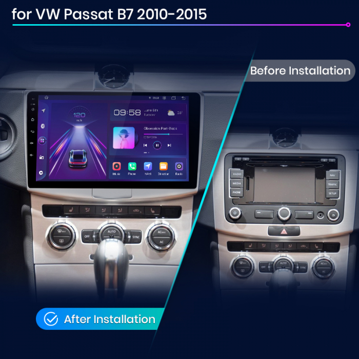 *PROMO* Navigatie Passat B6|B7|CC cu Android 12,DSP 2GB RAM 32GB ROM, Android 12, CarPlay si Android Auto Wi-fi, Youtube, Waze, ecran HD 10.1 Inch [4]