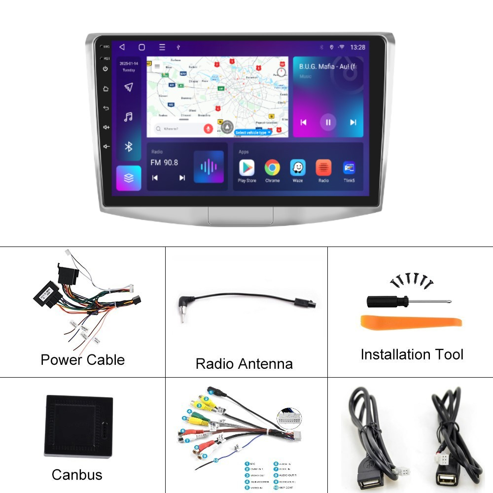 Navigatie Passat B6|B7|CC cu Android 2GB RAM 32GB ROM, Android 13, CarPlay si Android Auto Wi-fi, Youtube, Waze, ecran HD 10.1 Inch [11]