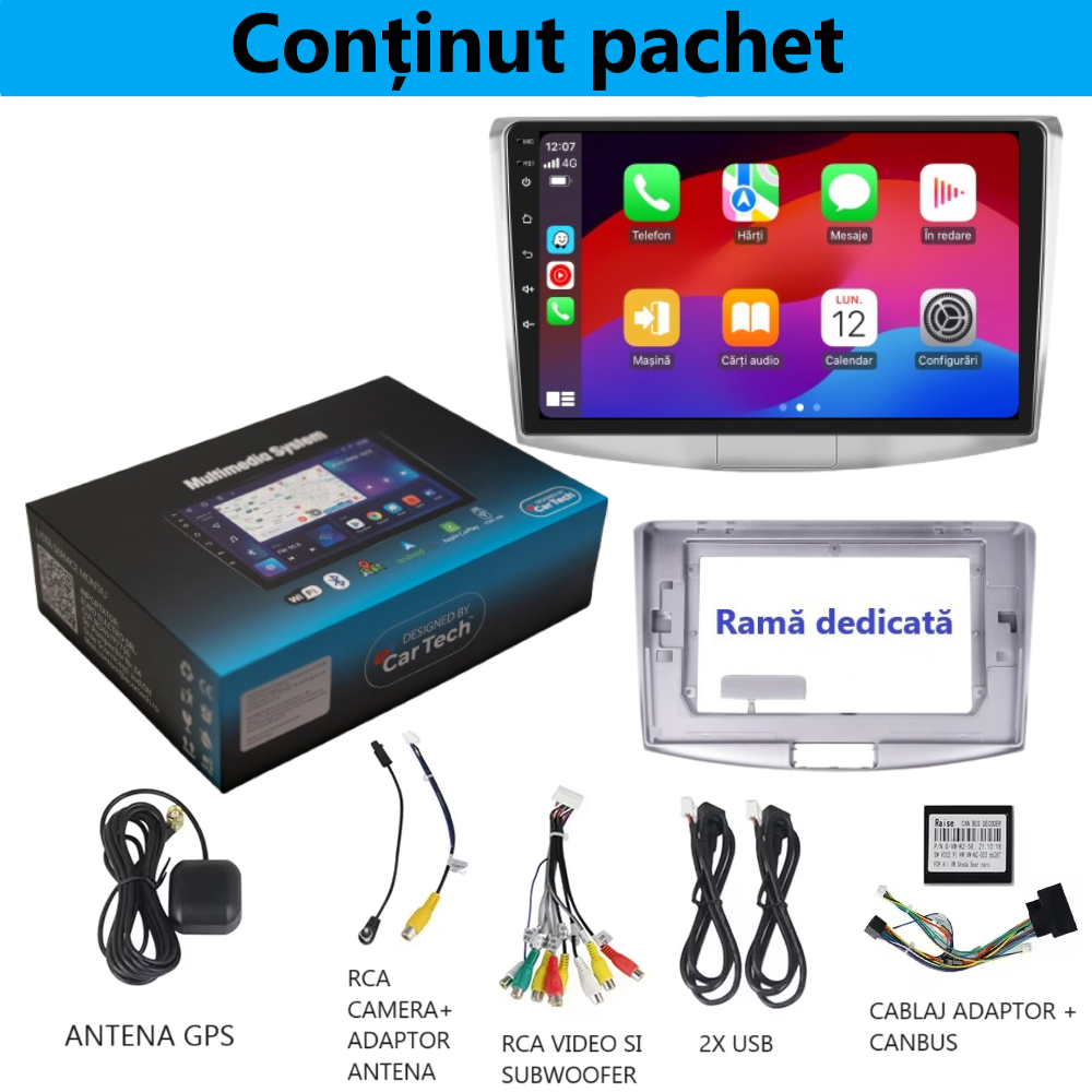 Navigație Dedicată VW Passat B6 B7 CC Android 14 Ecran 10 Inch cu Ventilator și CarPlay Wireless [11]