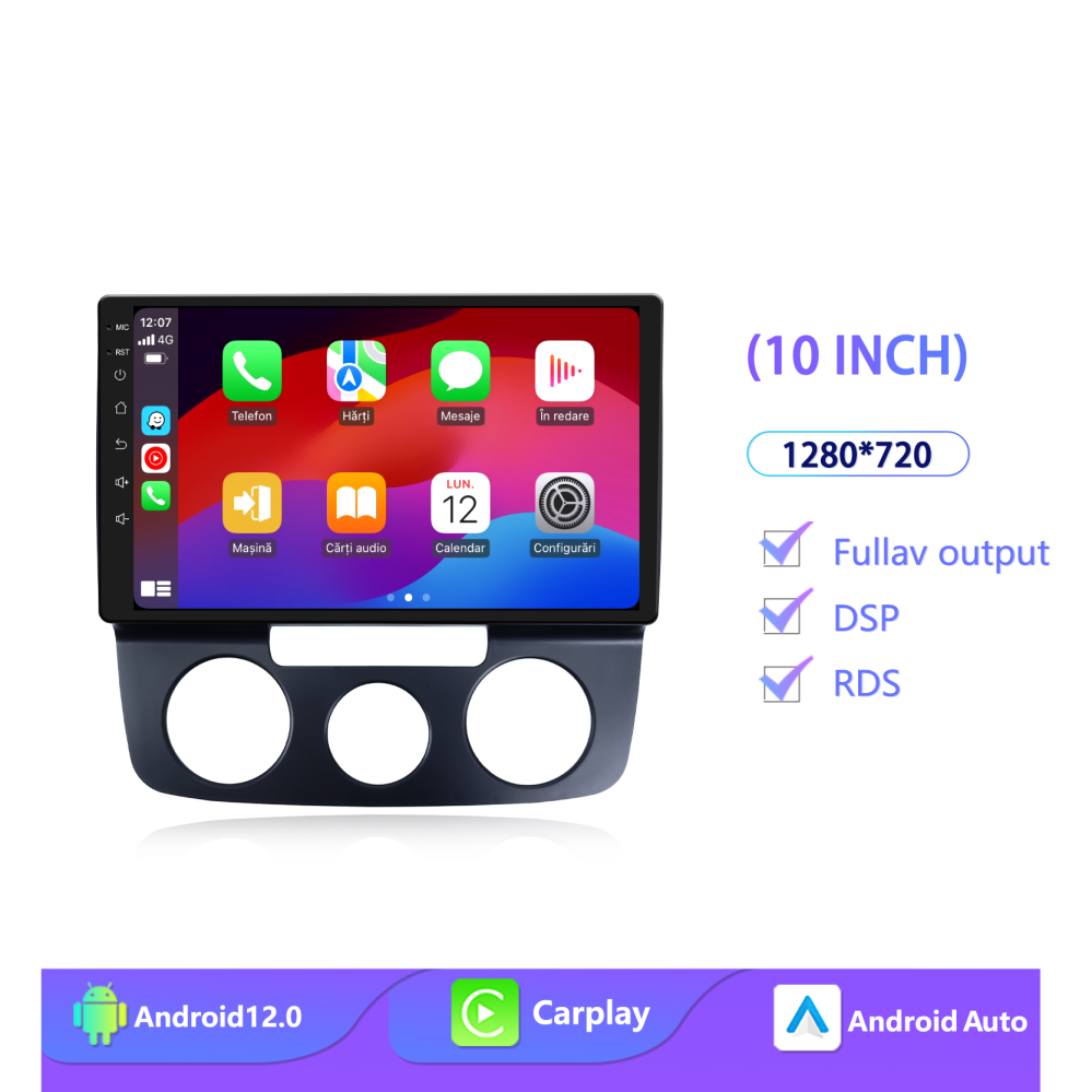 Navigatie Golf 5|Jetta (2004-2009) cu Android 14, 8GB RAM 128GB ROM, DSP, CarPlay si Android Auto, clima manuala, ecran 10 inch [4]