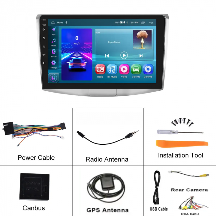 Navigatie Passat B6|B7|CC cu Android 2GB RAM 32GB ROM, Android 13, CarPlay si Android Auto Wi-fi, Youtube, Waze, ecran HD 10.1 Inch [17]